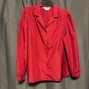 Ship 'n Shore Vintage 1980s Red Button Down Top Size 38